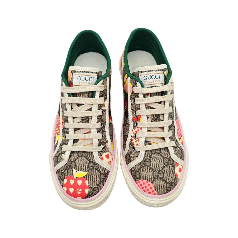 Gucci GG Supreme Canvas Tennis 1977 Sneaker Pink Red Apple Size 38.5 US 8.5 - Picture 4 of 11